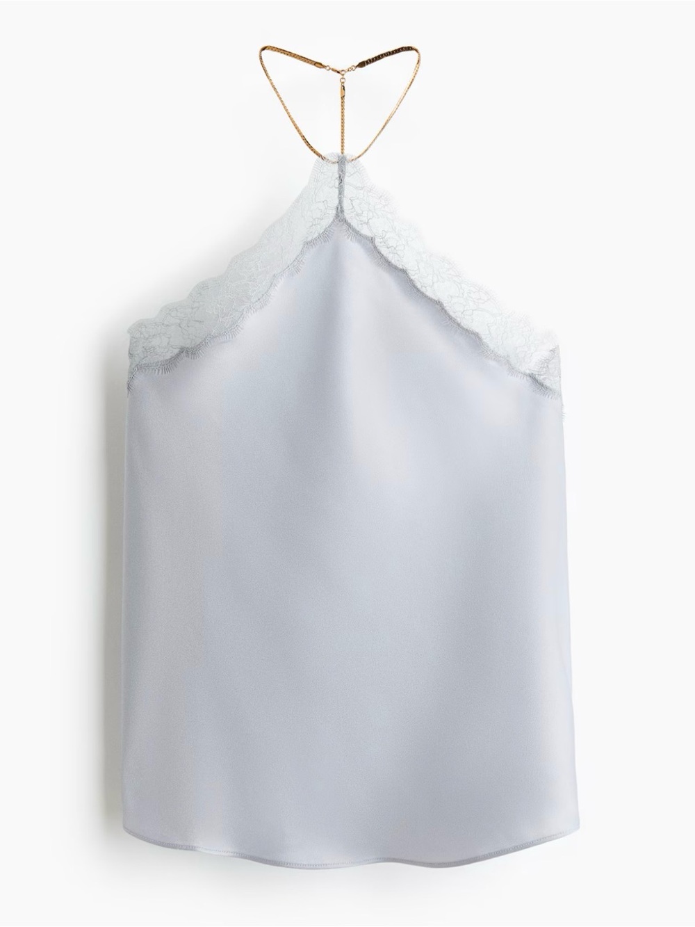 Stella McCartney X H&M Pale Blue Lace-Trim Halter Chemise with Gold Chain